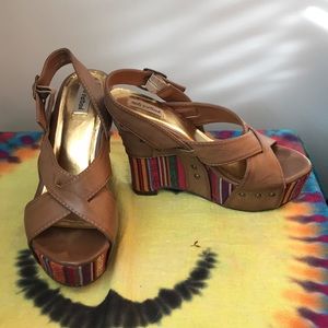 Colorful wedged sandals